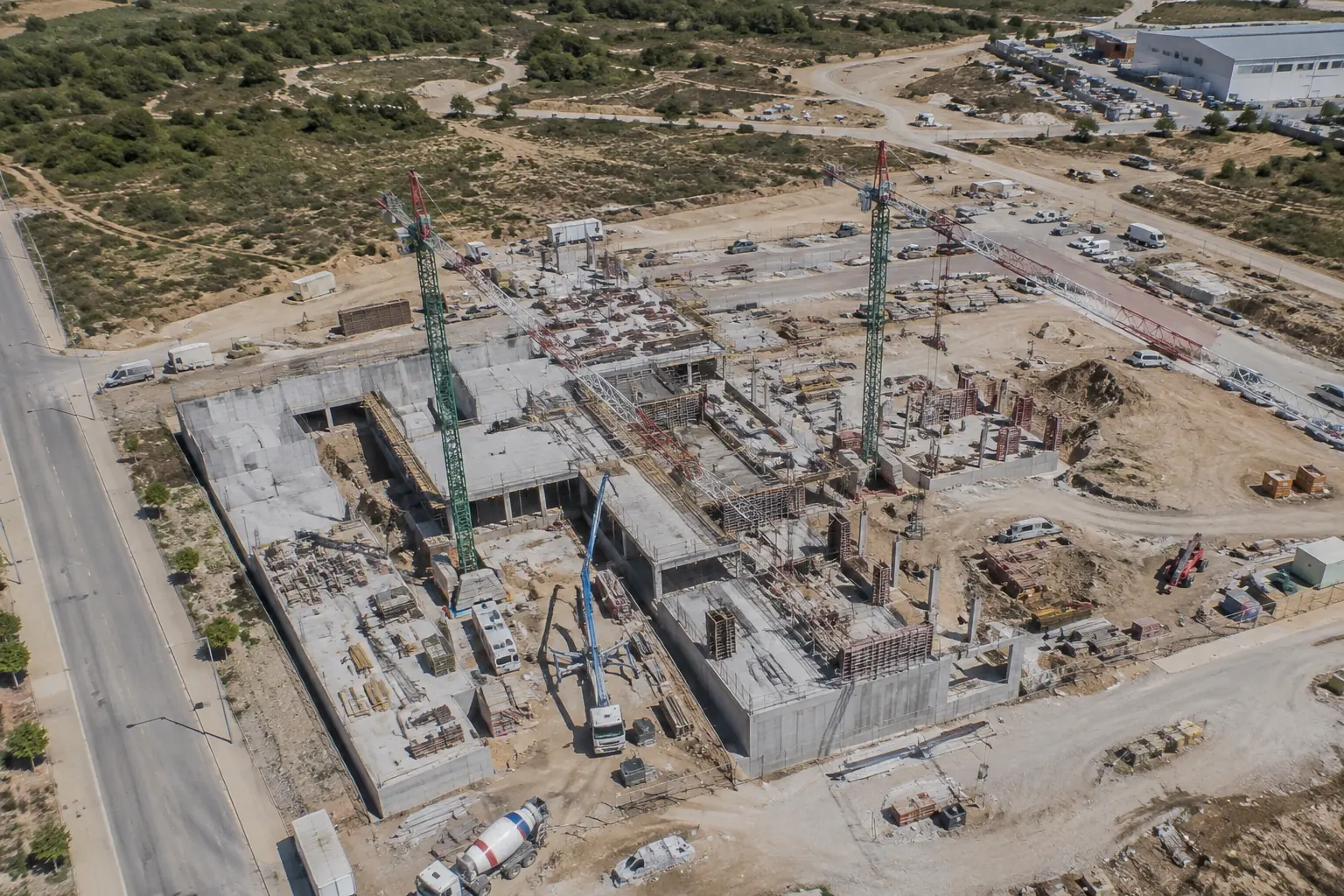 Inspección técnica de una obra, vista aérea
